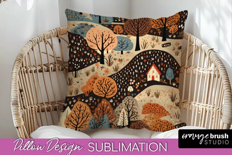 Fall Pillow Cover - Autumn Forest Pillow Sublimation