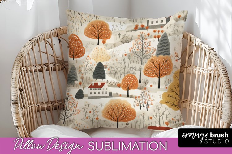 Fall Pillow Cover - Autumn Forest Pillow Sublimation example image 1