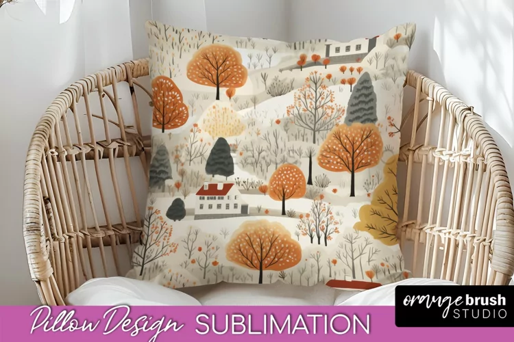 Fall Pillow Cover - Autumn Forest Pillow Sublimation