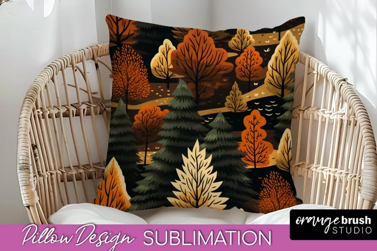 Fall Pillow Cover - Autumn Forest Pillow Sublimation