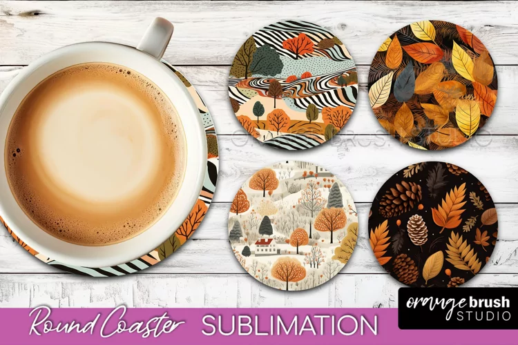Fall Round Coasters - Autumn Forest Coaster Sublimation