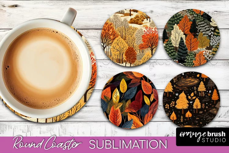 Fall Round Coasters - Autumn Forest Coaster Sublimation