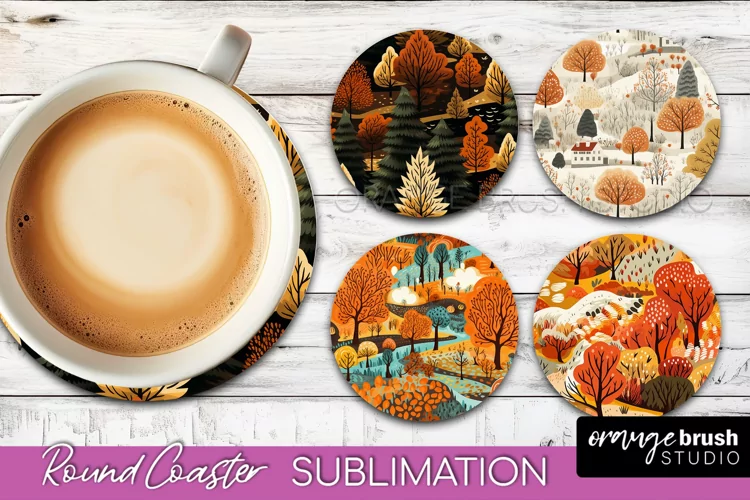 Fall Round Coasters - Autumn Forest Coaster Sublimation