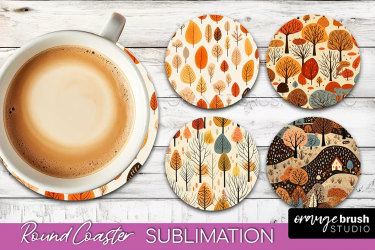 Fall Round Coasters - Autumn Forest Coaster Sublimation