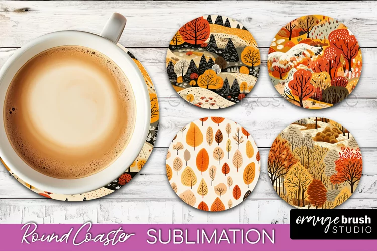 Fall Round Coasters - Autumn Forest Coaster Sublimation
