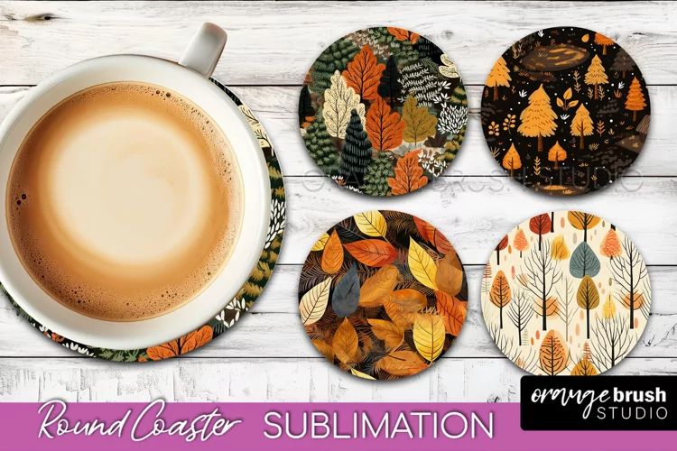 Fall Round Coasters - Autumn Forest Coaster Sublimation
