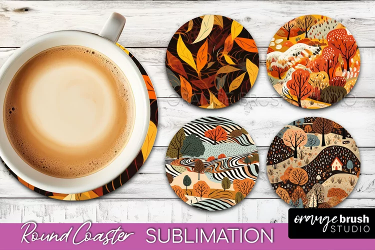 Fall Round Coasters - Autumn Forest Coaster Sublimation