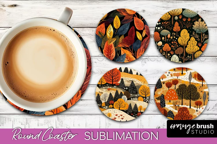 Fall Round Coasters - Autumn Forest Coaster Sublimation