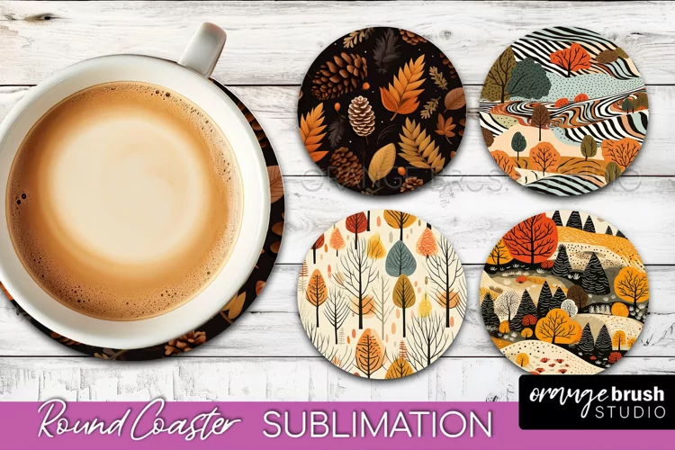Fall Round Coasters - Autumn Forest Coaster Sublimation
