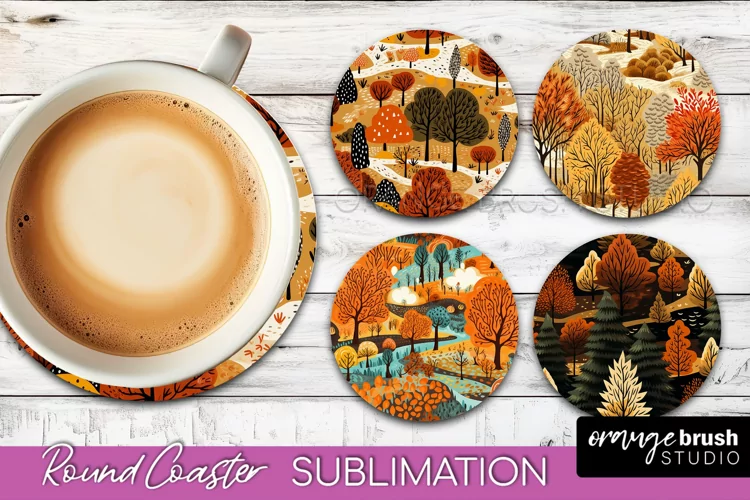 Fall Round Coasters - Autumn Forest Coaster Sublimation