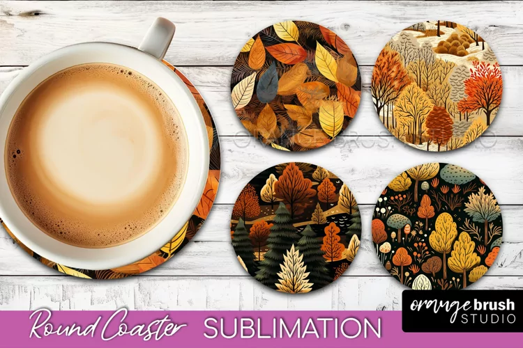 Fall Round Coasters - Autumn Forest Coaster Sublimation