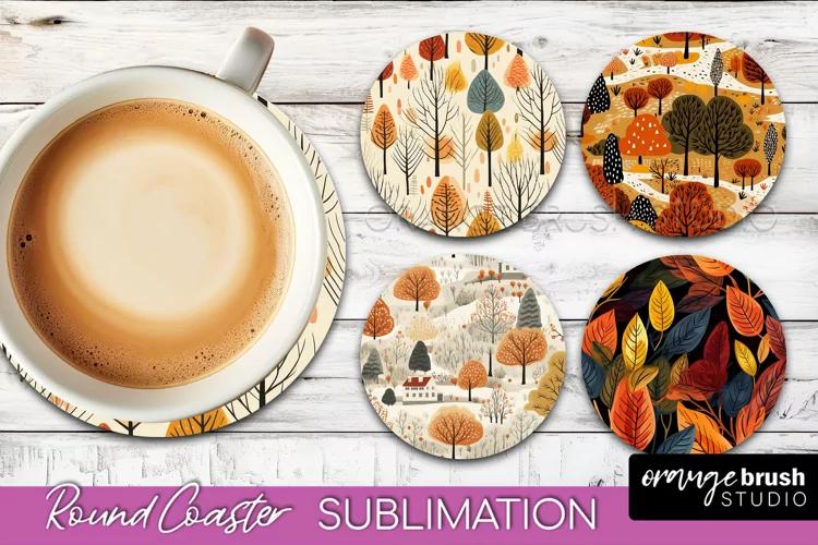 Fall Round Coasters - Autumn Forest Coaster Sublimation