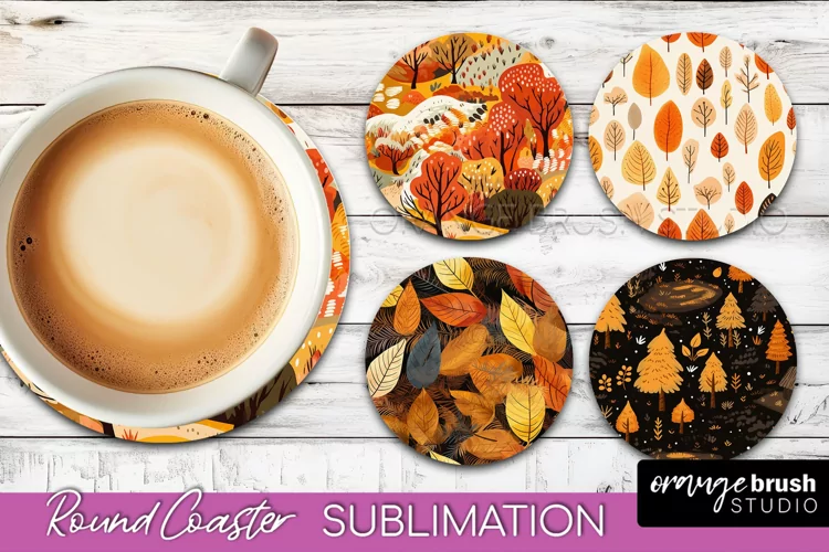 Fall Round Coasters - Autumn Forest Coaster Sublimation