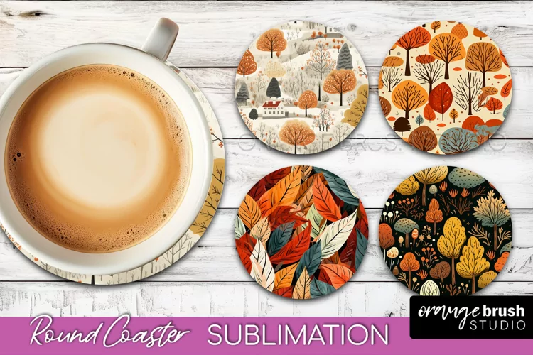 Fall Round Coasters - Autumn Forest Coaster Sublimation