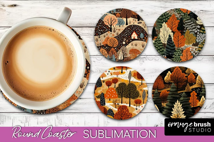 Fall Round Coasters - Autumn Forest Coaster Sublimation