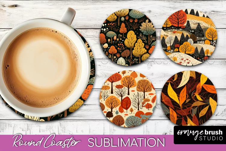 Fall Round Coasters - Autumn Forest Coaster Sublimation
