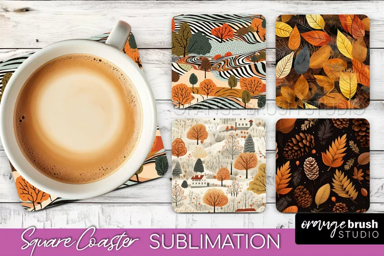 Fall Square Coasters - Autumn Forest Coaster Sublimation