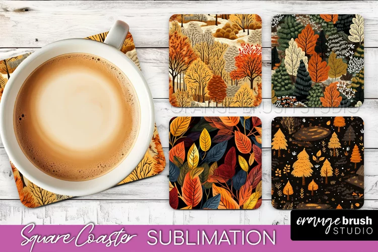 Fall Square Coasters - Autumn Forest Coaster Sublimation
