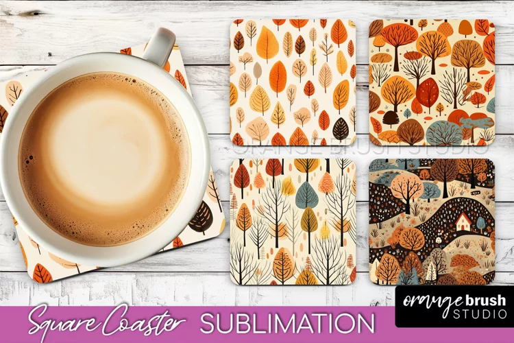 Fall Square Coasters - Autumn Forest Coaster Sublimation