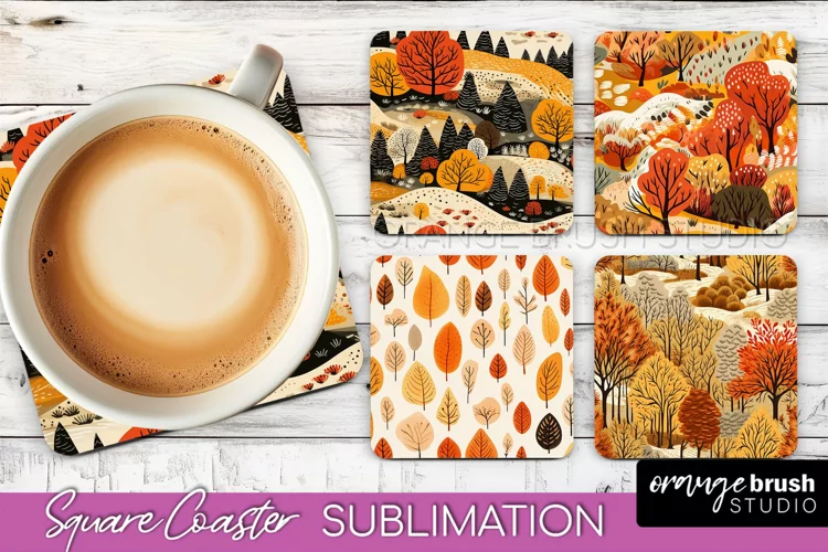 Fall Square Coasters - Autumn Forest Coaster Sublimation