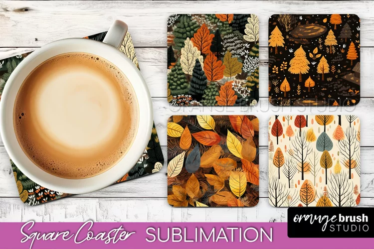 Fall Square Coasters - Autumn Forest Coaster Sublimation