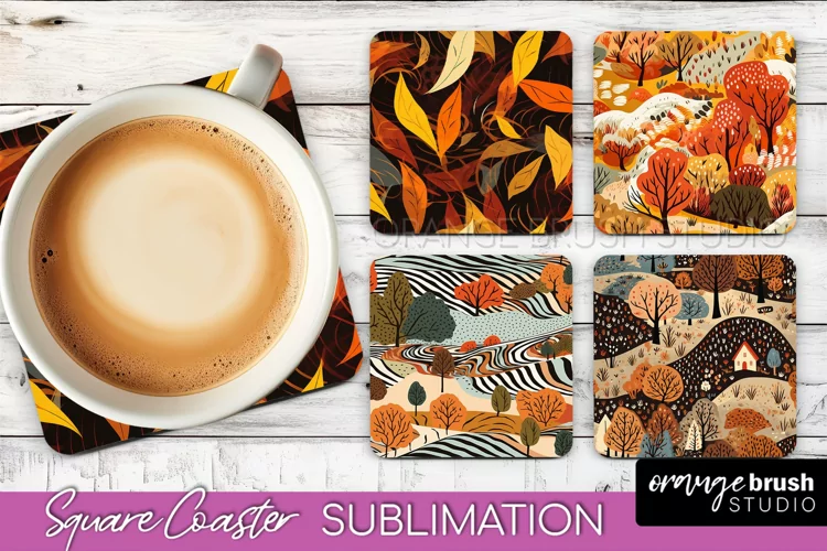 Fall Square Coasters - Autumn Forest Coaster Sublimation