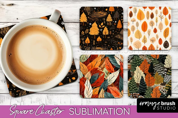 Fall Square Coasters - Autumn Forest Coaster Sublimation