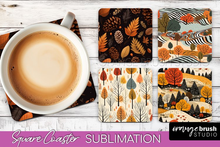 Fall Square Coasters - Autumn Forest Coaster Sublimation example image 1