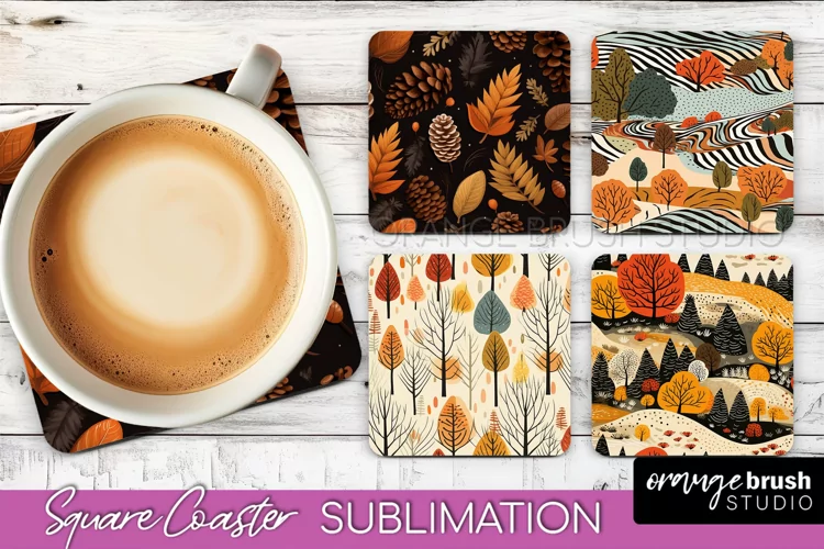 Fall Square Coasters - Autumn Forest Coaster Sublimation