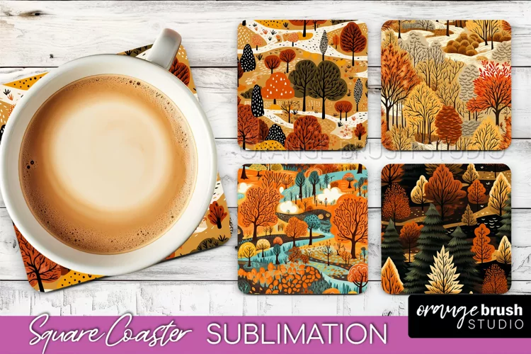 Fall Square Coasters - Autumn Forest Coaster Sublimation