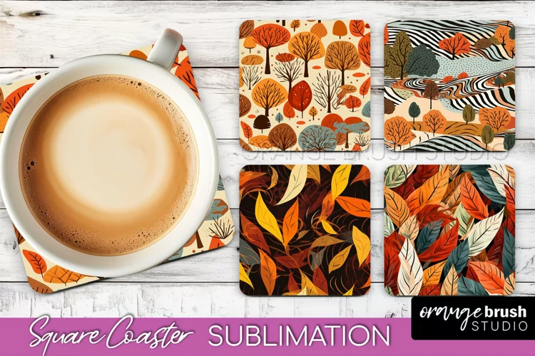 Fall Square Coasters - Autumn Forest Coaster Sublimation
