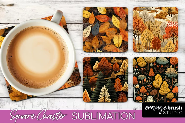 Fall Square Coasters - Autumn Forest Coaster Sublimation