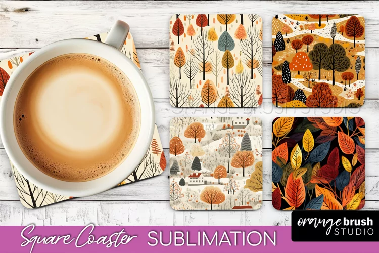 Fall Square Coasters - Autumn Forest Coaster Sublimation