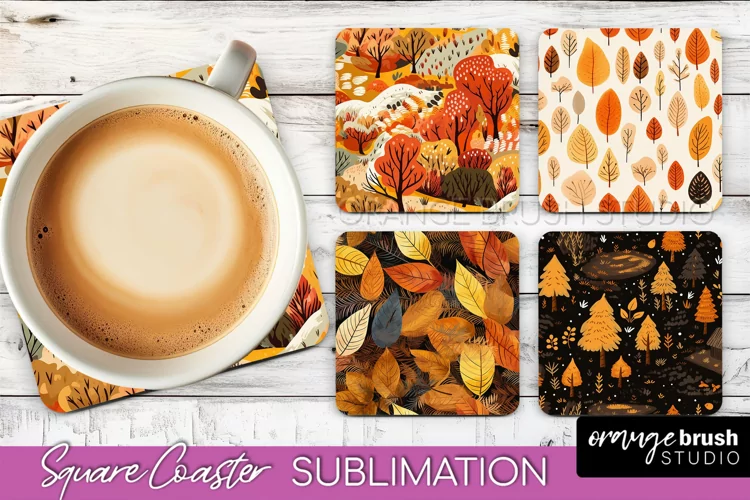 Fall Square Coasters - Autumn Forest Coaster Sublimation