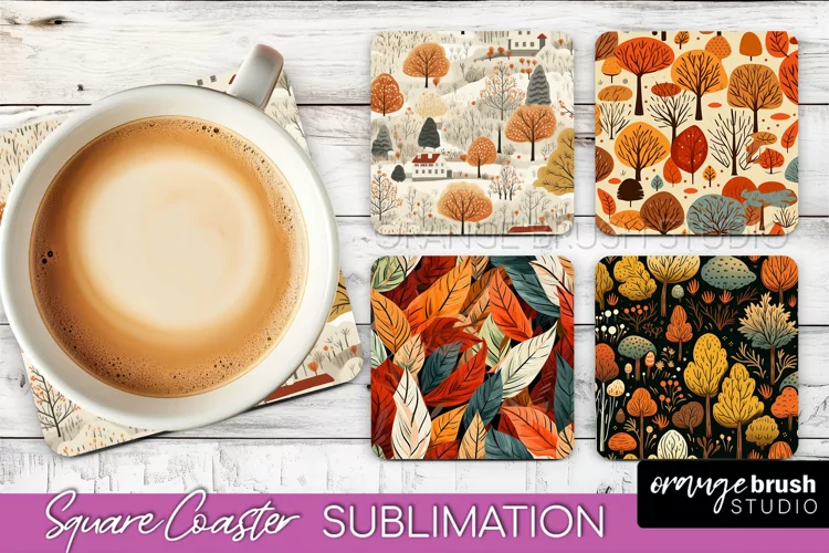 Fall Square Coasters - Autumn Forest Coaster Sublimation