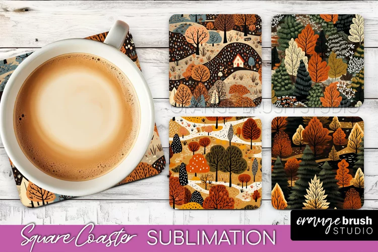 Fall Square Coasters - Autumn Forest Coaster Sublimation