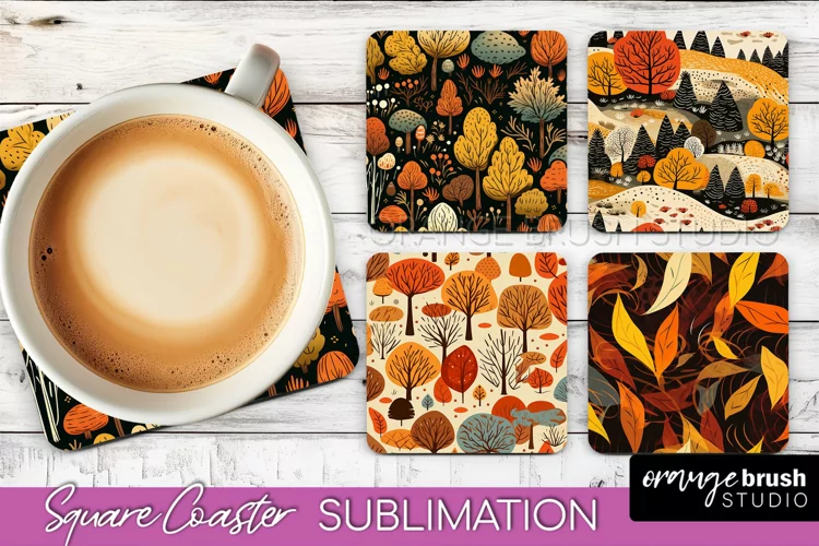 Fall Square Coasters - Autumn Forest Coaster Sublimation