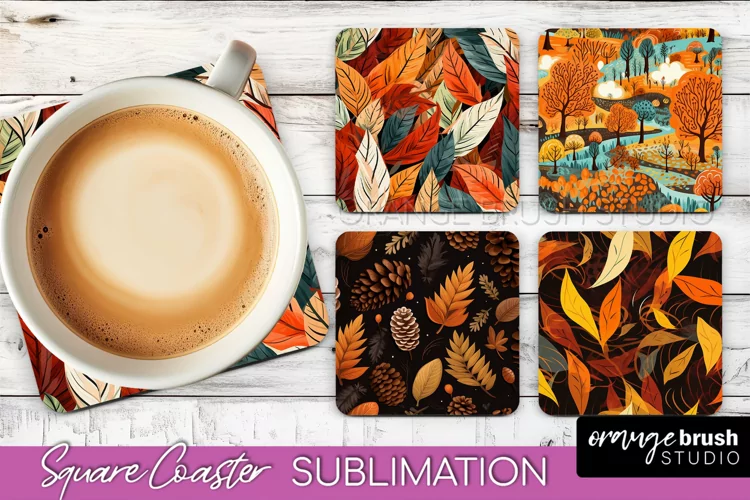 Fall Square Coasters - Autumn Forest Coaster Sublimation
