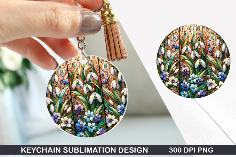 Flower Keychain Sublimation - Spring Keychain PNG Design