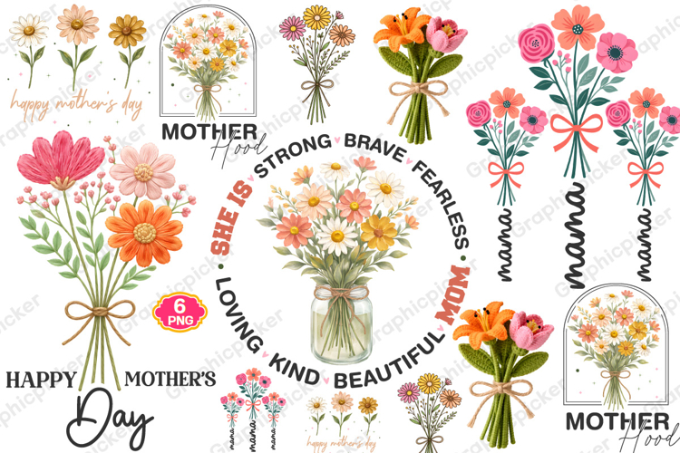 Mothers Day PNG, She is Mom PNG, Boho Mama Floral PNG, Mama