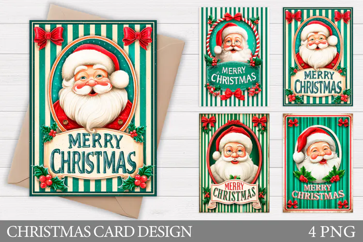 Christmas Card Design. Santa Claus Card Printable