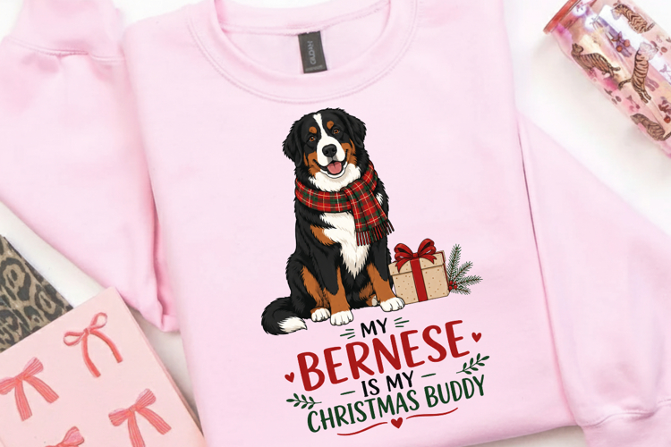 Bernese Mountain Dog Christmas PNG, My Bernese Is My