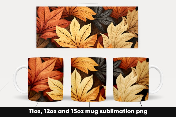 Fall autumn leaves mug wrap sublimation example image 1