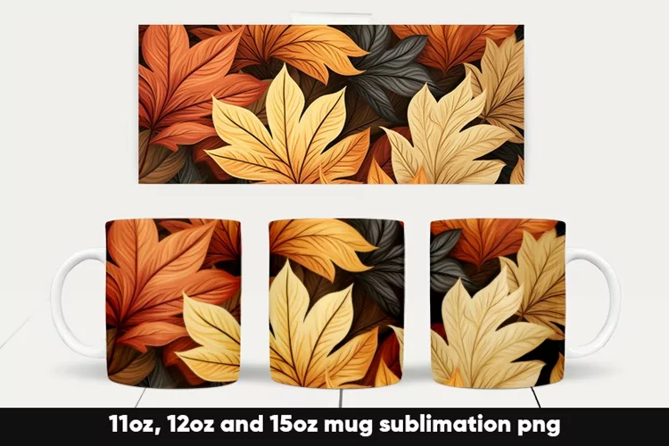 Fall autumn leaves mug wrap sublimation