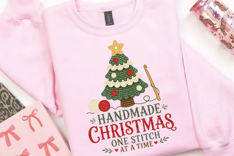 Handmade Christmas One Stitch At A Time PNG Sublimation