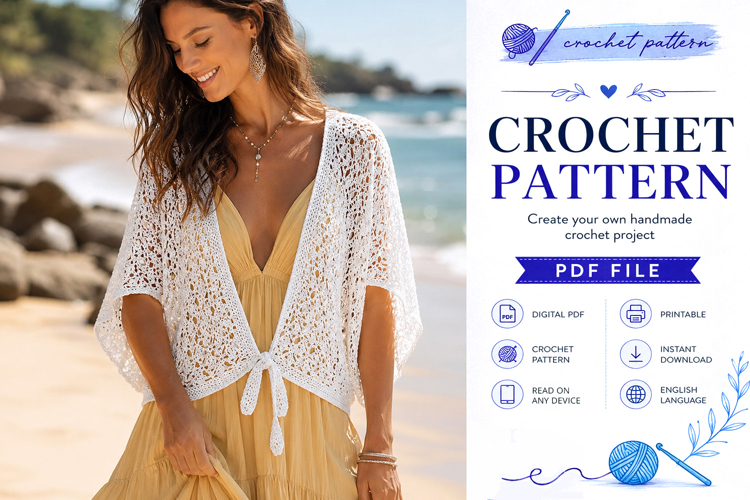 Lacy Flutter Sleeve Cardigan Crochet Pattern PDF