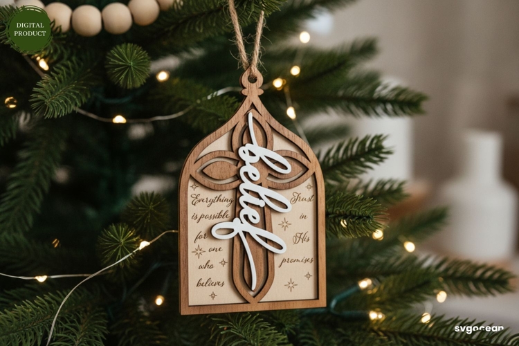Belief Nativity Ornament Laser Cut | Christmas | SVG
