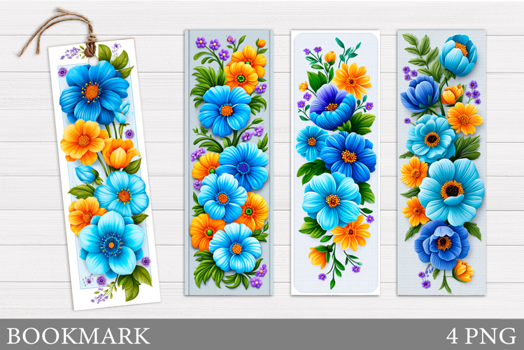 Flowers Bookmark Sublimation. Floral Bookmark Design example image 1