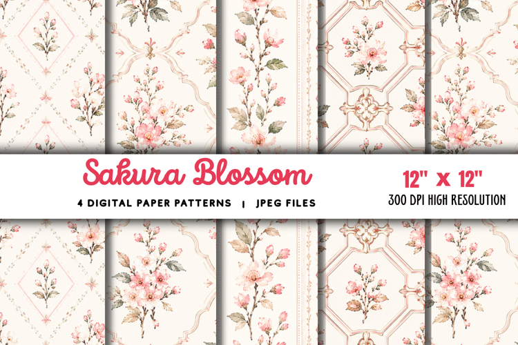 Sakura Blossom Digital Paper JPG