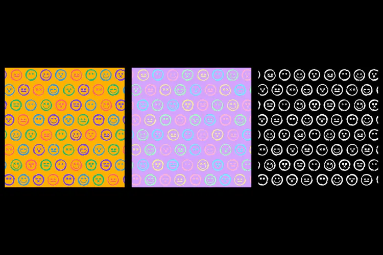 Grunge Faces Seamless Patterns 3 Color Variations